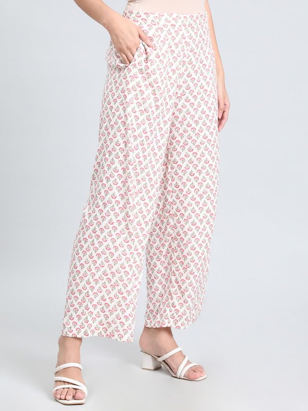 Image of GO COLORS Soft Viscose Printed Palazzo Full Length for Women| Breathable, Mid Rise