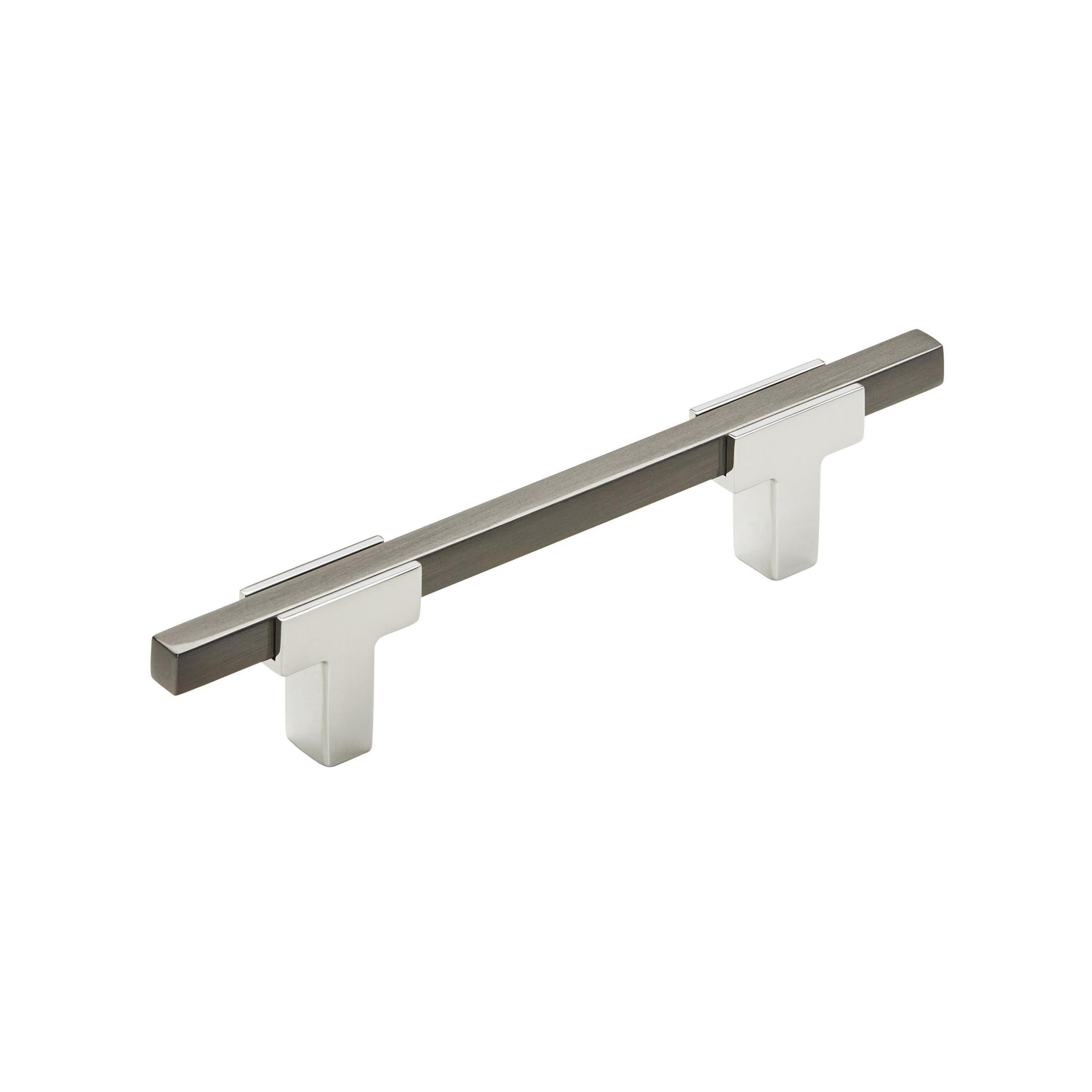 Amerock | Cabinet Pull | Polished Chrome/Black Chrome | 3-3/4 inch (96 mm) Center to Center | Urbanite | 1 Pack | Drawer Pull | Drawer Handle | Cabinet Hardware — image 1