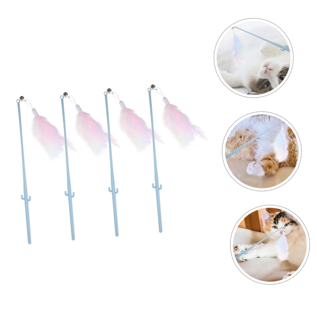 BESPORTBLE 16piezas Varita Interactiva para Gatos con Pluma y Mango Ergonómico De Estimulación Divertida para Mascotas para Interacción y Entretenimiento Casa
