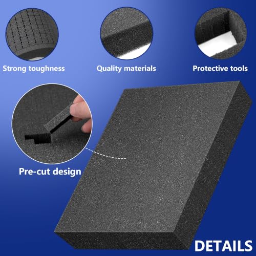 Image of 6 Pcs Pick Apart Foam Insert, 2 Size Pre Cube Sheet Foams with Bottom Use | 16 Inch Length Tool Box Foam, Elastic Packing Foams for Board Game Box Cases Storage Drawer