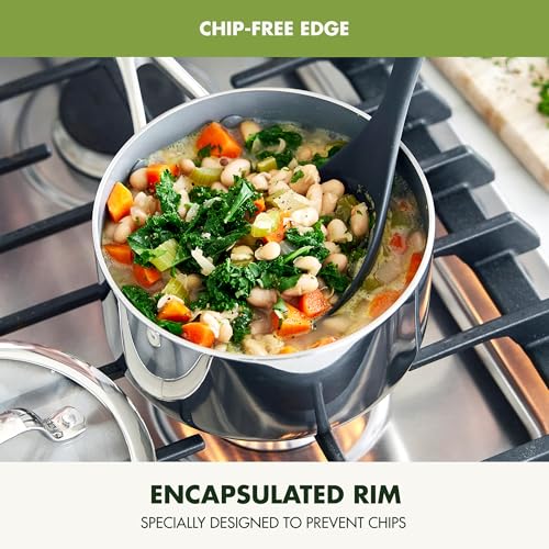 Image of GreenPan Valencia Pro Tri-Ply Stainless Steel 1.5QT Saucepan with Lid, Healthy Ceramic Nonstick PFAS-Free PFOA-Free Coating, Multi Clad Cookware, Induction, Dishwasher Oven and Broiler Safe