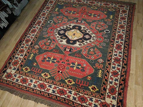 Green 6X7 Wool On Wool Kazak Handmade Area Rug #TOP2