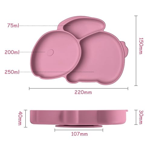 Miniatura 2 de Vicloon Platos para niños pequeños con succión, platos para niños, 100% silicona de grado alimenticio, diseño dividido antideslizante, apto para