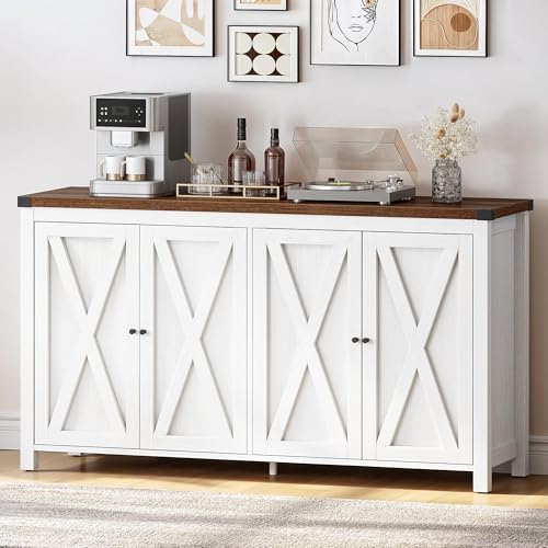YITAHOME Farmhouse Sideboard Buffet Cabinet with Storage, 55'' Kitchen Storage Cabinet Coffee Bar...