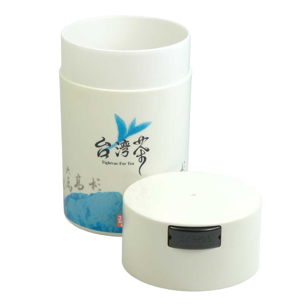 Tightpac Teavac 6-Ounce Vacuum Sealed Storage Container - Blue Cap, White Floral, For Tea, Snacks, Dry Goods