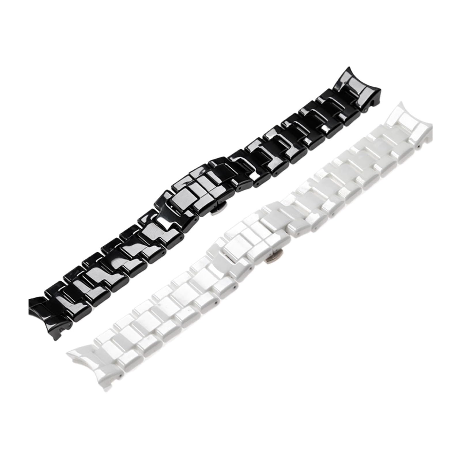 HMFANG 18mm 22mm Cinturino in Ceramica Compatibile con Orologio Armani AR1400 AR1410 AR1402 AR1401 Uomo Donna Cinturino Cinturino Nero Pulsante Farfalla Bianca