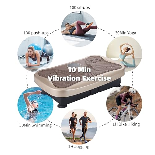 Plataforma Vibratoria para Quemar Grasa con 120 Velocidades y Motor de 200 W - Silenciosa para Uso en Casa o Oficina, Diseño Plegable y Portátil que Trabaja Abdomen y Muslos, Entrenamiento Completo para Madres Ocupadas y Principiantes, Dorada miniatura 7