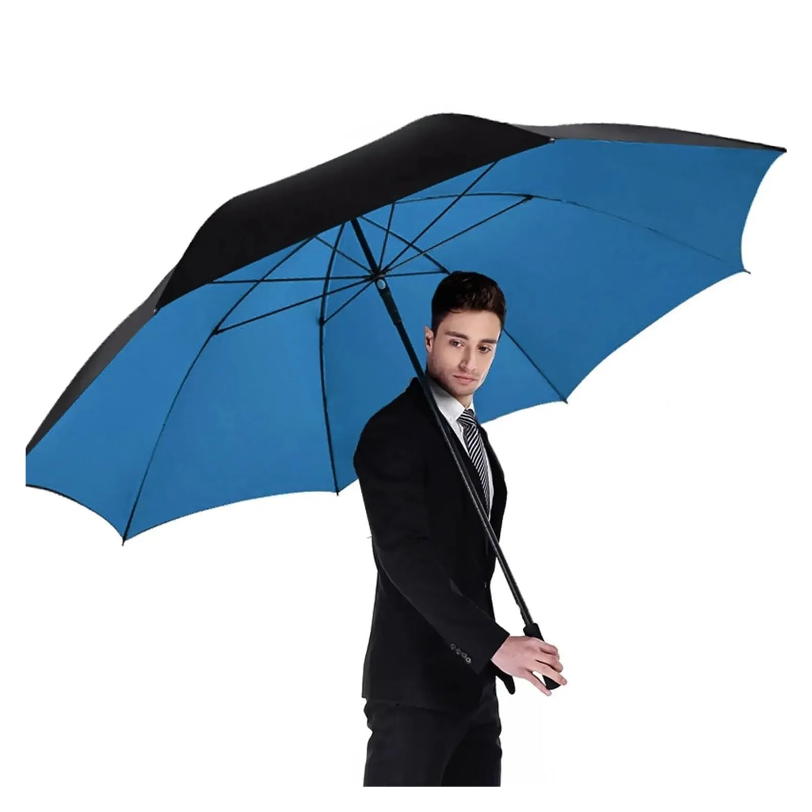 Mini Ombrelli Ombrello da golf grande uomo, 185 cm, manuale, con manico lungo, resistente ai raggi UV, parasole viaggio, ombrellone spiaggia, antivento, robusto per Donne Uomini