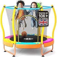 Happin 55\u201D Toddler Trampoline, Indoor & Outdoor, Ages 1-6, 5FT Kids, Ultra Safe Rebounder Mini Trampoline for Kids with Safety Enclosure Net, for Toddler Boys & Girls