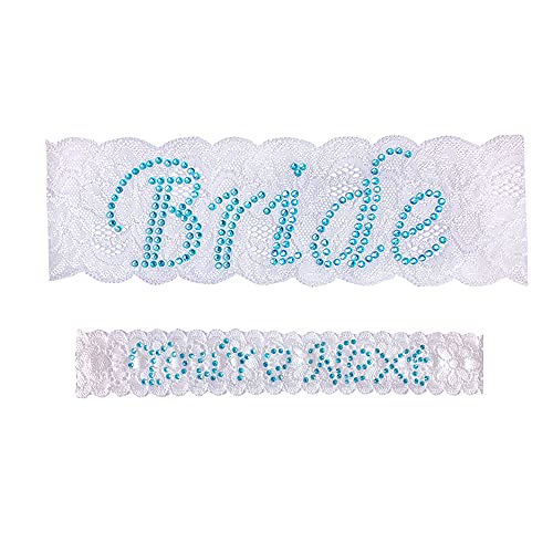 Garter Bride Set - Wedding Garter White - Lace Wedding Garter - Garter Set for Bride - Bridal Garter Blue