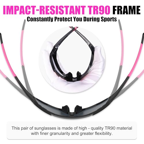 Image of X-TIGER Polarized Sports Sunglasses with 5 Interchangeable Lenses,Mens Womens Cycling Bike Glasses,Baseball Running Fishing