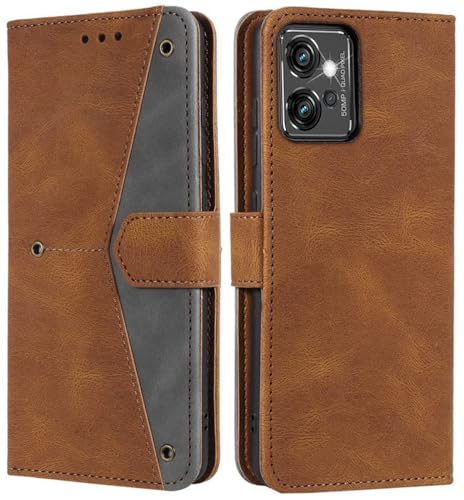 Image of GoldKart Flip Back Cover Case for Motorola Moto G32 | Dual-Color Leather Finish | Inbuilt Stand & Pockets | Flip Cover for Motorola Moto G32 (Faux Leather, Brown)