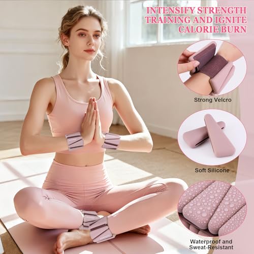 Image of BECOJADDE Ankle Weights Set of 2 (1 lb /2 lb /3 lb Each) Adjustable Wrist Weights for Women Men Wearable Arm Leg Weight for Pilates, Running, Walking, Workout, Yoga