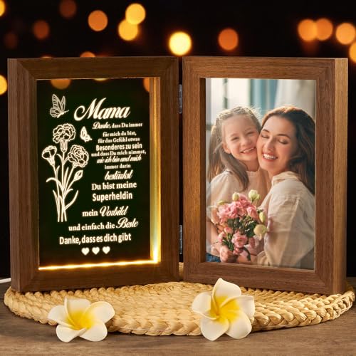 Johiux Geschenk für Mama Muttertag,LED Bilderrahmen Geburtstagsgeschenk für Mutter,Weihnachtsgeschenke für Beste Mütter vonTöchter und Söhne,Muttertagsgeschenk Geschenke Mama Fotorahmen