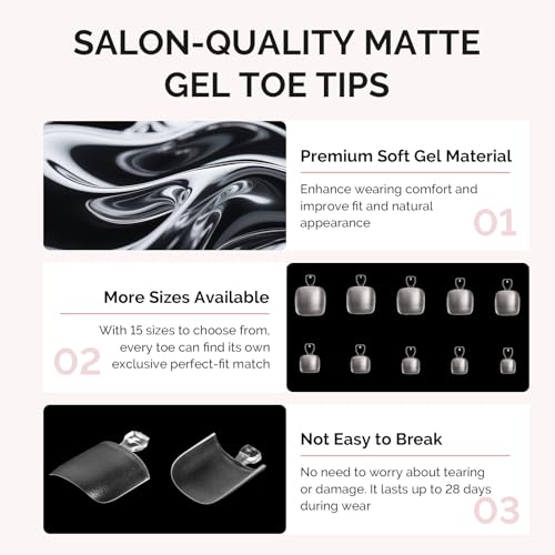 Image of MelodySusie Squoval Toe X Nail Tips- 480Pcs 15 Sizes Clear Acrylic, Full Matte Full Cover Press on Nails for DIY Extension & Salon Use, Pre-Shaped for Long-Lasting Manicure