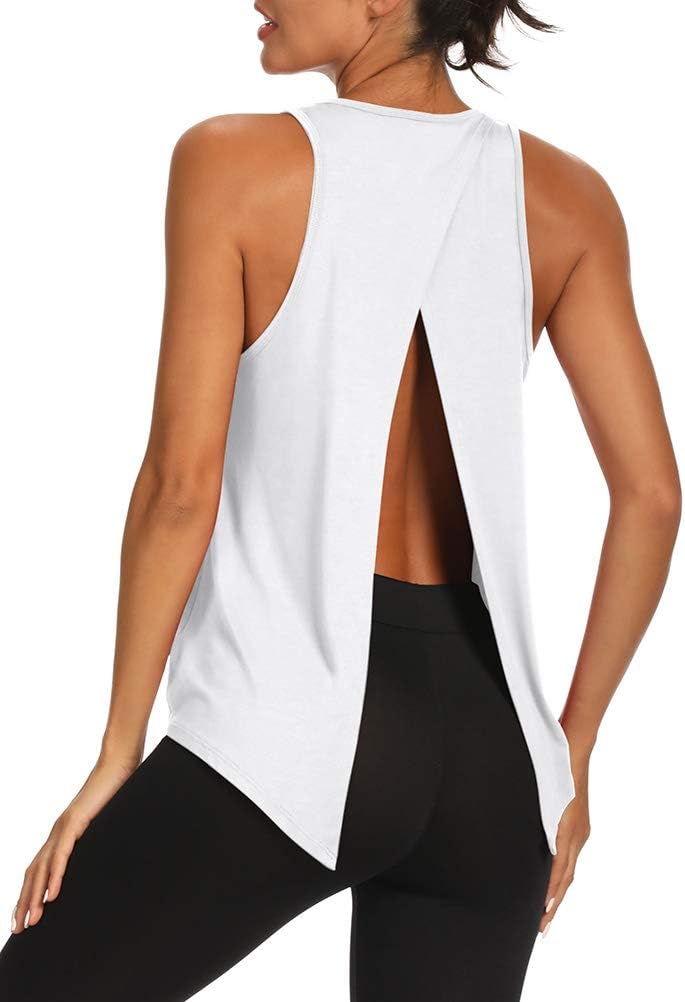 Bestisun Backless Workout Yoga Shirts Tie Back Sports Tank Athletic Tops for Women - Image 2