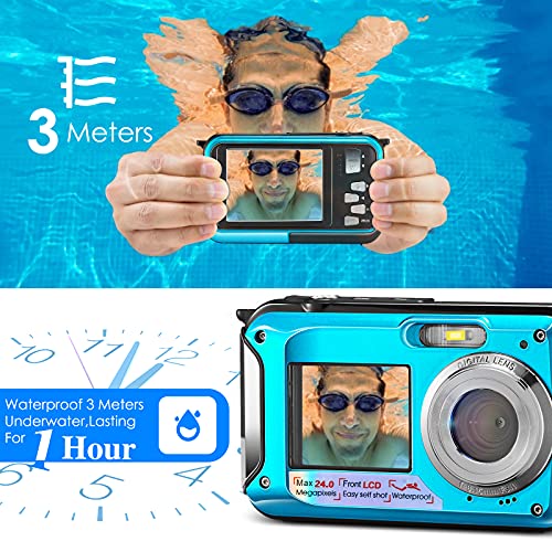 4YANG Unterwasserkamera Dual Screen Full HD 2.7K 48MP Digitalkamera Anti Shake mit Mikrofon-LED Selbstauslöser und 16… – Bild 5