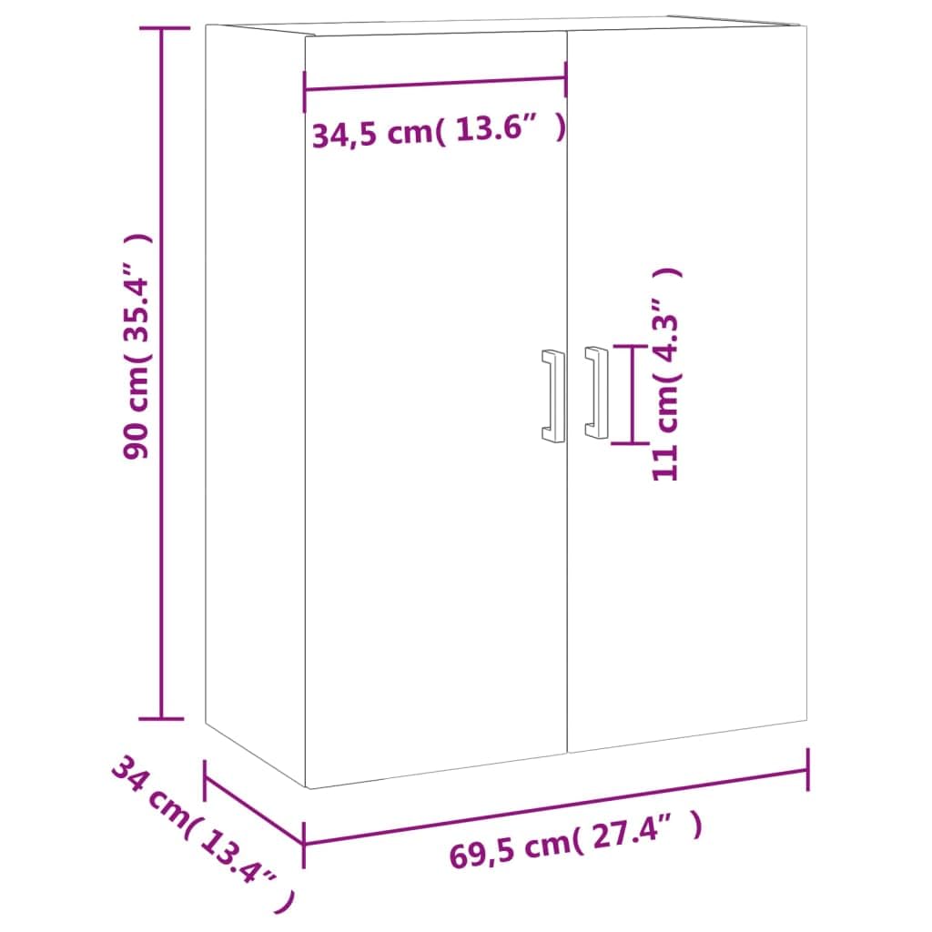 vidaXL Armario de Pared Roble Sonoma 69,5x34x90 cm, Armario, Armario Colgante, Armario Auxiliar, Armario de almacenaje, Armario Colgante de Pared