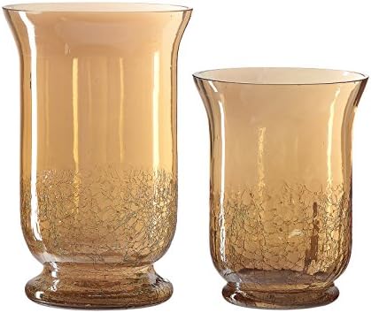 Amici Augustine Hurricane Candle Holder, Amber - Set of 2