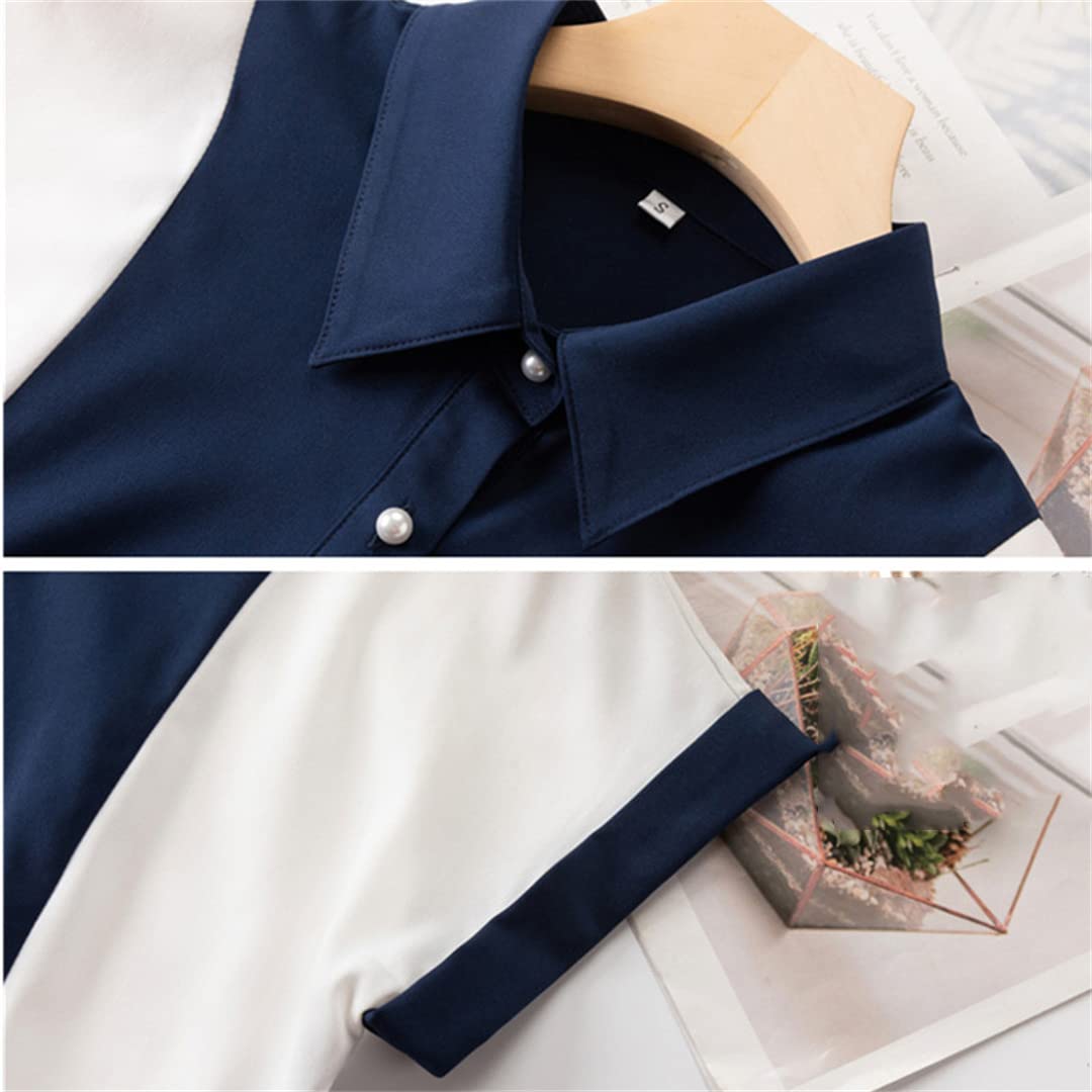 Camisa de Retazos de Manga Corta para Mujer, Blusas de chifón Formales Finas de Verano para Mujer, Tops de Trabajo de Oficina para Mujer