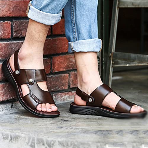 Men's Toe Sandals Fashion Beach Shoes Slippers Leather Sandals(41)2