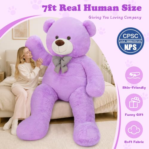 Image of MaoGoLan Giant Teddy Bear 7 Feet, Jumbo Plush Stuffed Animal, Purple