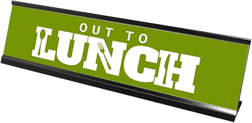 Miniatura 1 de Letrero de escritorio verde Out to Lunch (2 x 8)