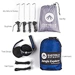 Jungle Explorer 118" x 79" Double Camping Hammock Lightweight Rip-Stop Parachute Nylon 2 Person Hammocks with Removable Bug Net, Tree Straps and Tarp Blue - Image 4