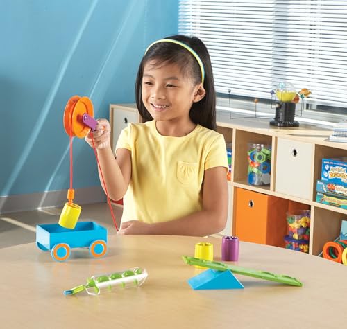 Image of Learning Resources STEM Simple Machines Activity Set | STEM Engineering Kits for Kids, Simple Machines Kit for Classroom, Pulley Machine, Engineering Activities