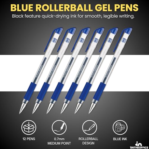 Bolígrafo 1InTheOffice Gel Azul Medio 0.7 mm Pack 24 miniatura 2