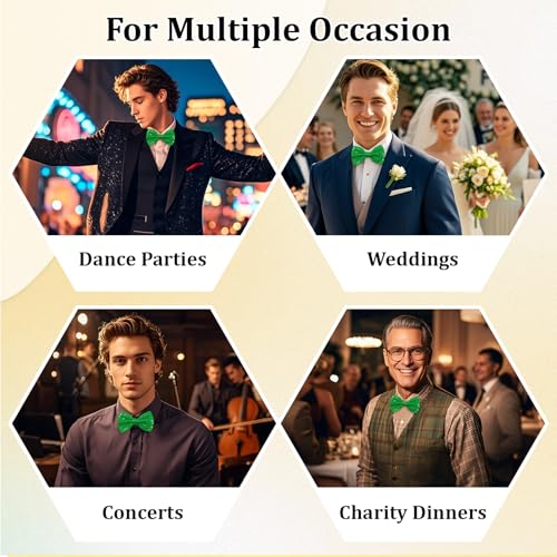 Image of Sequin Bow Ties for Men, Sparkling Mens Bow Tie for Prom Recital | 4.33 inch x 2.75 inch, Pre-tied Men's Bow Tie, Adjustable Strap, Shiny Sequin Surface, Assorted Versatile Hues, for Festival Party