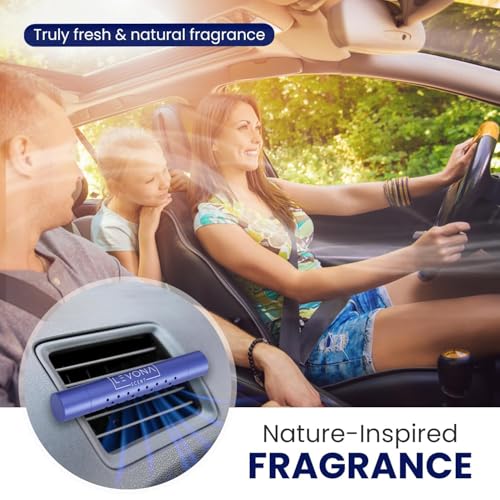 Image of Levona Scent Car Vent Clips - Car Diffuser with Adjustable Scent Strength - Easy Clip-On, Rotatable & Lightweight Design - Fits SUVs & Trucks - Luxury Car Accessory with 5 Assorted Scent Sticks - Blue