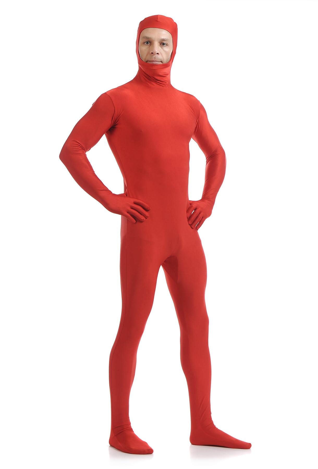ATHX Disfraz de cuerpo entero de elastano para hombre y mujer, con cara abierta, para adultos, elástico, para Halloween, cosplay, traje Zentai