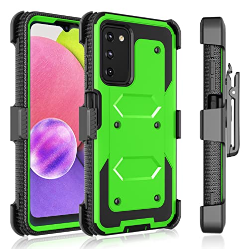 Tekcoo Holster Clip for Galaxy A03S (US Vesion) Case [Tshell] Shock Absorbing [Built-in Screen] [Kickstand Locking Belt] Carrying Secure Swivel Defender Full Body Cover for Samsung Galaxy A03S Black