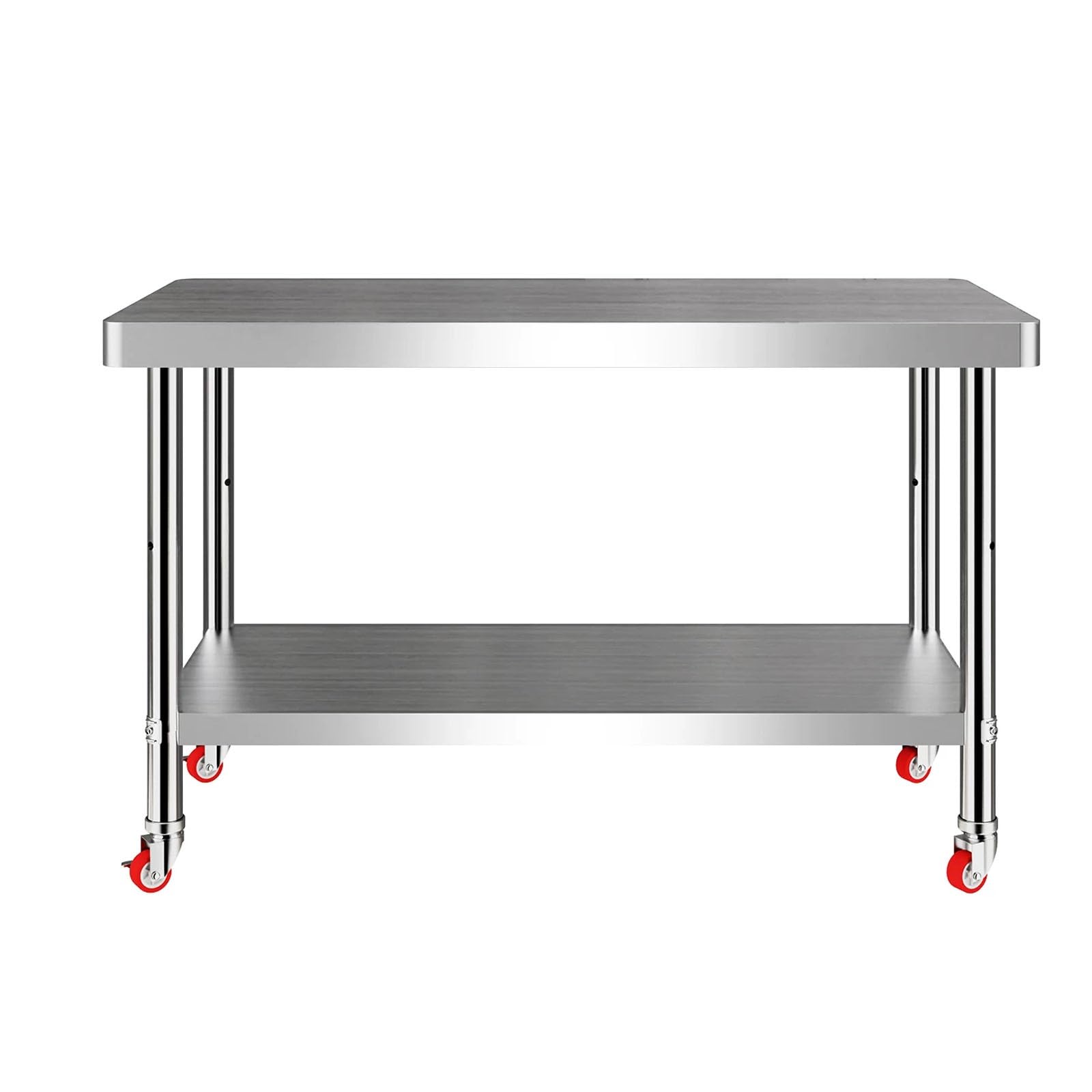 Tavolo da lavoro in acciaio inossidabile, tavolo da catering a 3 piani con ruote, tavolo per la preparazione degli alimenti per ristorante e casa, 90 x 50 x 80 cm