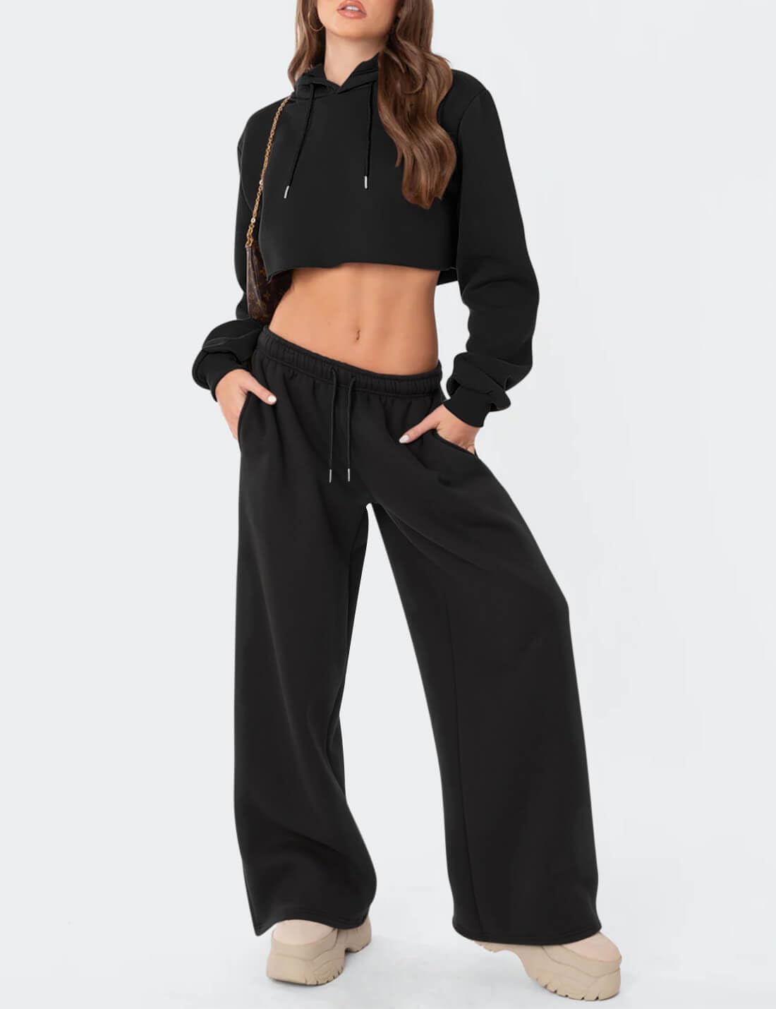 Ugerlov Wide Leg Sweatpants Women 2026 Trendy Fleece Lined Baggy Sweat Pants Athletic Lounge Sweatpant with Pockets - Image 3