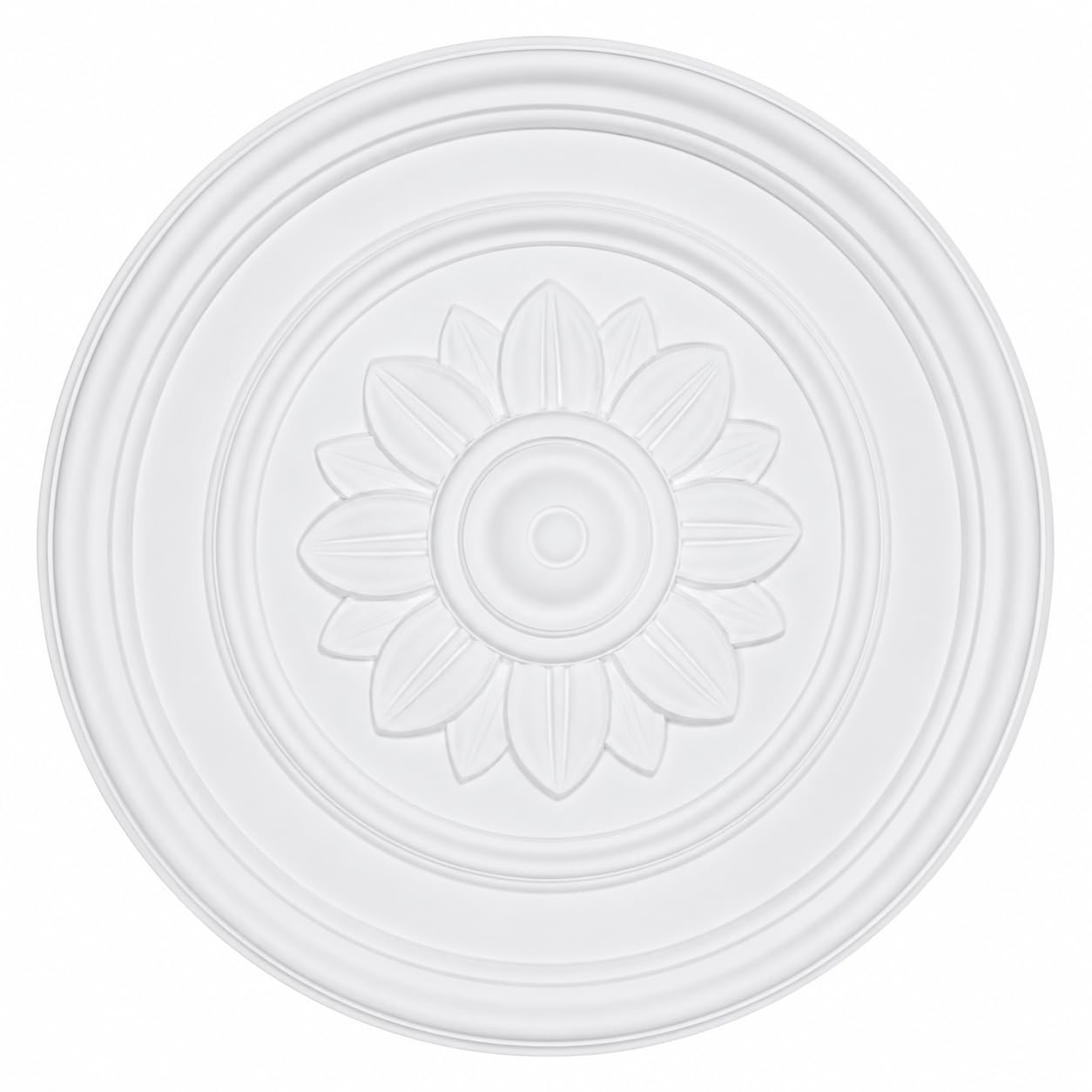 Homemerce White Ceiling Rose Premium 52 Cm Large – Floral Ceiling Medallion For Light Fittings & Chandeliers – Lightweight Pu Decorative Ceiling Centrepiece – Smooth Painted *Plaster Effect* – Model K18