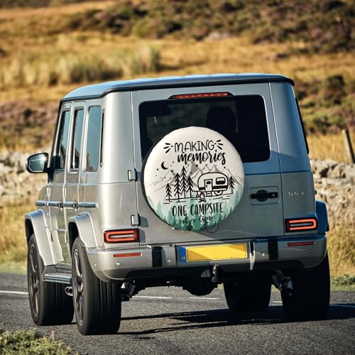Image of Spare Tire Cover for RV Camper Trailer Making Memories One Campsite at a Time, Weatherproof Universal Wheel Cover for RV Travel Trailer Camper Truck 16inch
