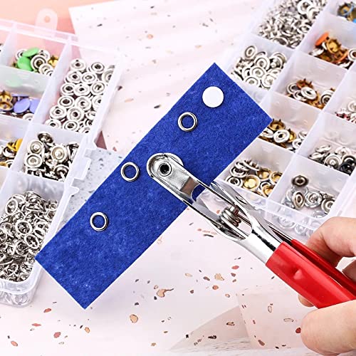 Juego de 200 herramientas de kit de sujetadores a presión, anillos de botones a presión de metal con alicates de sujeción, kit de herramientas de presión para costura y manualidades de ropa, 200 pie