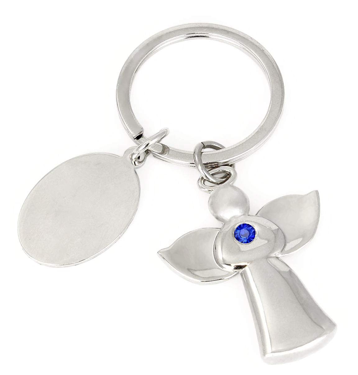 County Engraving Personalised Beautiful Guardian Angel Keyring Keychain In Presentation Box - Engraved - Enter Your Custom Text (Blue)