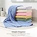 HEAVYWOOD Bath Towels Set of 2 Striped 100% Cotton Reversible, Soft & Absorbent Decorative Bath Towel for Bathroom Clearance (Blue/White Stripe, 2Pack)