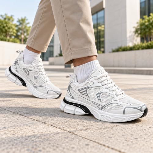 Image of Cruiser Men's Athletic Sneakers | Striped Side Panel Chunky Shoes | Multi Panel Layered Cushioned Midsole Sneaker | Flexible Walking & Everyday Comfort Sneakers | Everyday Fashion Sneakers (2656)