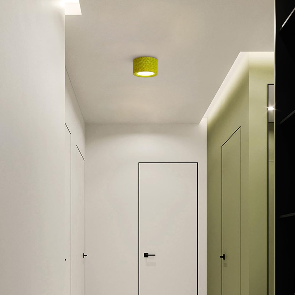 Nordycka Nowoczesna Sufitowa Led Z Półpłaską Powierzchnią, Miniaturowa Oprawa Oświetleniowa Z Żywicy, Cylindryczna Sufitowa Do Przedpokoju I Na Ganek, Do Sypialni/Jasnozielony/Mały