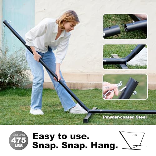 Image of GAFETE 2 Person Hammock with Stand for Outside, Heavy Duty Steel Stand