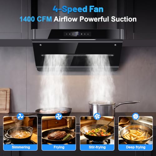 Image of 30 in Wall Mount Under Cabinet Hood, 1400 CFM Stainless Steel Vent Hood
