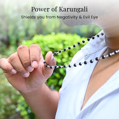 Image of ZAICUS Karungali Mala & Bracelet Combo 54+1 Silver Capped 6mm Beads | Spiritual Black Beads Set for Puja, Jap, Meditation | Unisex Gift Item