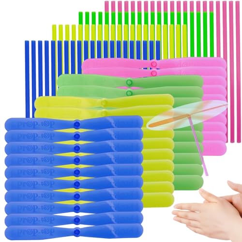 LCPQMZGH Hand Helicopter Spinner, 36 Pieces Plastic Propeller Flying Dragonfly Toy, Random Colors, Outdoor Party Favors for Kids