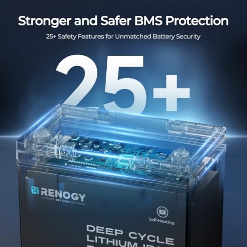 Image of Renogy 12V Lithium Battery 100Ah Self Heating LiFePO4 Battery, 5000+ Deep Cycles Group 22NF 100A BMS IP65 Waterproof for Icefishing Solar System Camper RV Trolling Motor Boat 2 Pack