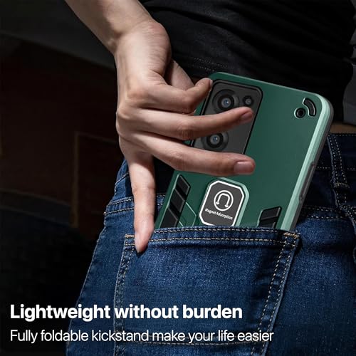 Image of Vaku Luxos Valor Military Grade Back Cover Case for OnePlus Nord CE 2 5G with Built-in Kickstand Magnetic Shockproof Protective Cell Phone TPU Case- Green