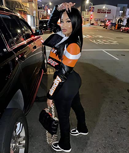 Voikerdr Leather Jacket Women Zipper Moto Biker Short Leather Jacket Women Bomber Jacket Women Faux Leather Jacket #TOP1